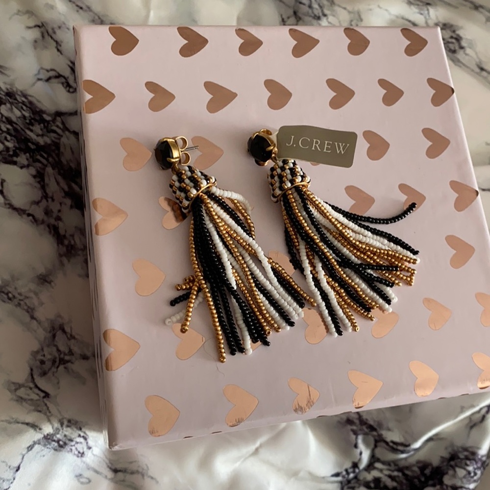 J Crew Earrings Black and Gold